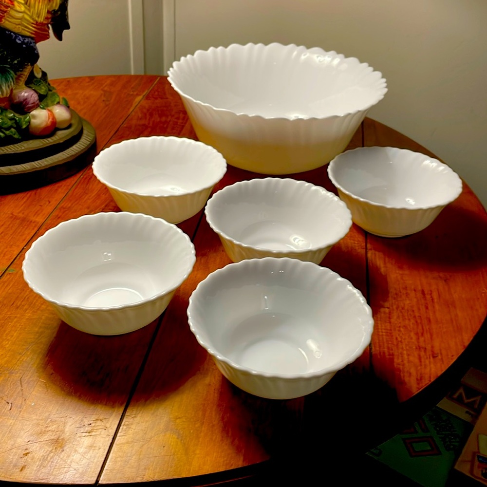 MILK GLASS SERVING SET of 6